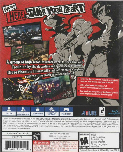 Persona 5 Standard Edition PS4 Disc - (New) - Image 2