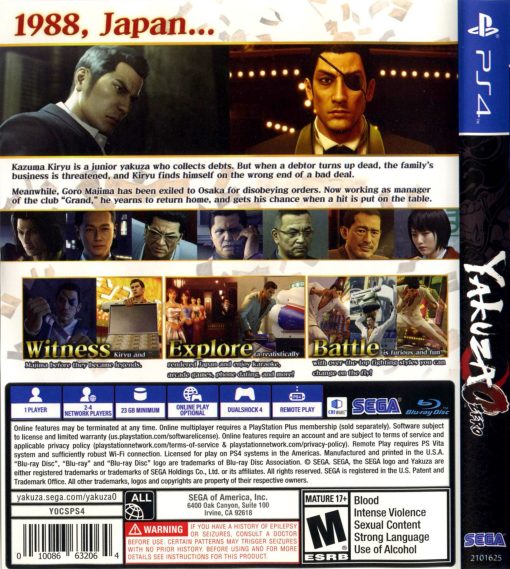 Yakuza 0 Zero PS4 Disc - (New) - Image 2