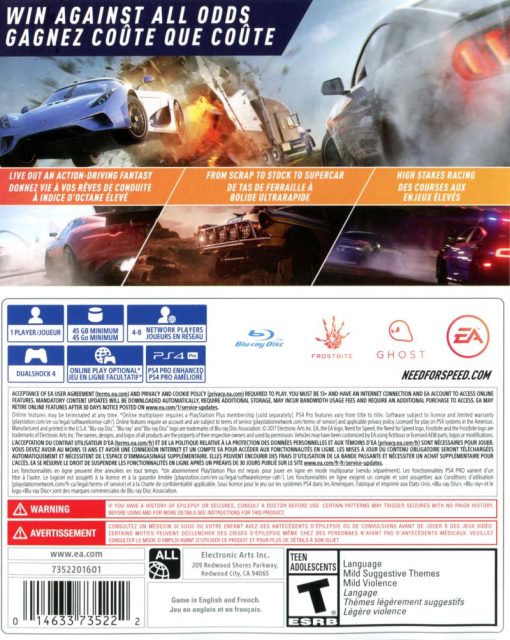 NFS Need for Speed Payback PS4 Disc - (New) - Image 2