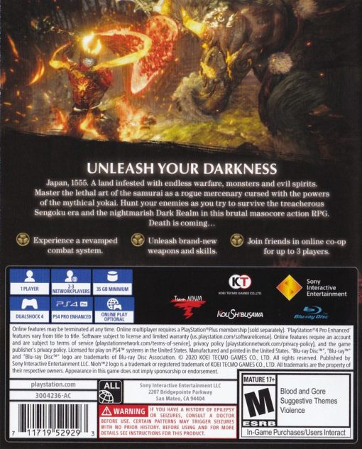 Nioh 2 PS4 Disc - (New) - Image 2