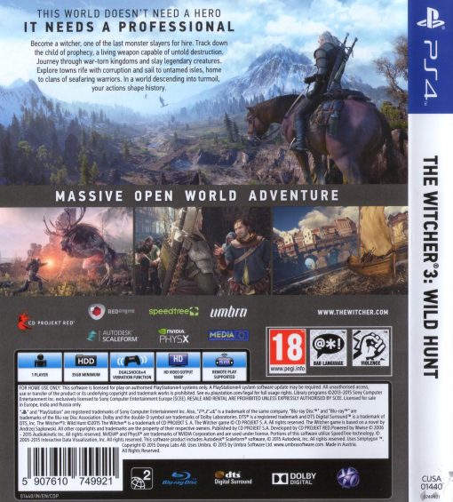 The Witcher 3 Wild Hunt PS4 Disc - (Pre-Owned) - Image 2