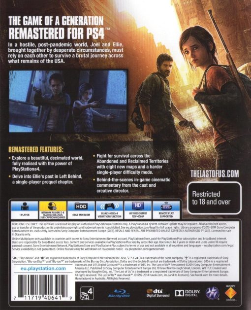 The Last of US Remastered PS4 Disc - (Pre-Owned) - Image 2