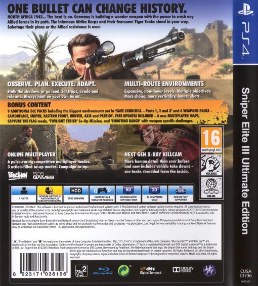 Sniper Elite 3 III Ultimate Edition PS4 Disc - (Pre-Owned) - Image 2