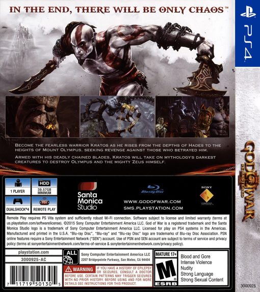 God of War 3 Remastered PS4 Disc - (New) - Image 2
